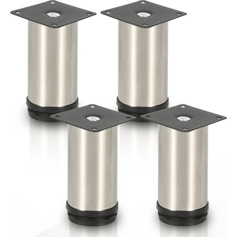 Randaco 4er Set Möbelfüße Tischbeine Sockelfuß Tischfuß Möbel Edelstahl Höhe:100 mm