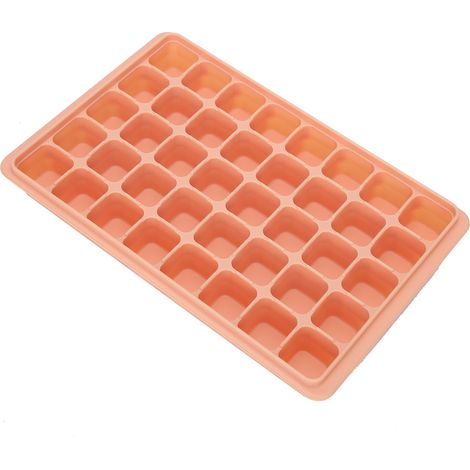 Bac à glaçons carré 40 alvéoles avec couvercle, moule à glaçons en silicone, couleur orange coucher de soleil (1/5)