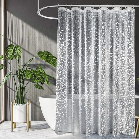 Filiyano-Rideau de douche moderne 3D anti-moisissure avec crochets, imperméable et transparent, blanc, 180 x 220 cm. (1/5)
