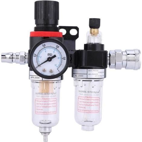 Tbest Luftkompressorfilter Öl-Wasser-Abscheider G1/4 mit Schnellanschluss AFC2000 + Luftversorgungseinheit (1/4)