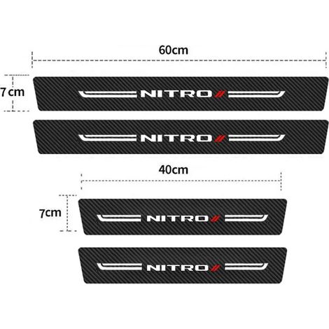 (4 pièces) Seuil de porte de voiture,autocollant de protection de seuil de porte,de coffre arrière et de pare-chocs pour Dodge Nitro Logo 2023,accessoires pour pédales de porte (1/3)
