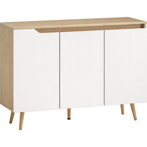 Buffet Scandinave Celvane Rangement Moderne Chêne Blanc Design Épuré (1/5)