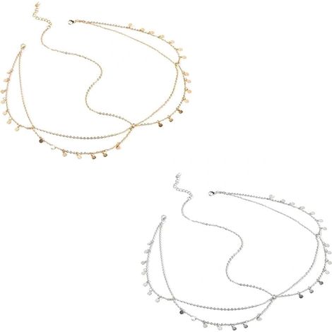 2-Piece Gold Goddess Head Chain for Women, Adjustable Jewelry, Gold Sequins, Hair Pom Poms, Headpiece for Weddings and Festivals, Trendy Headband for Women and Girls (1/5)