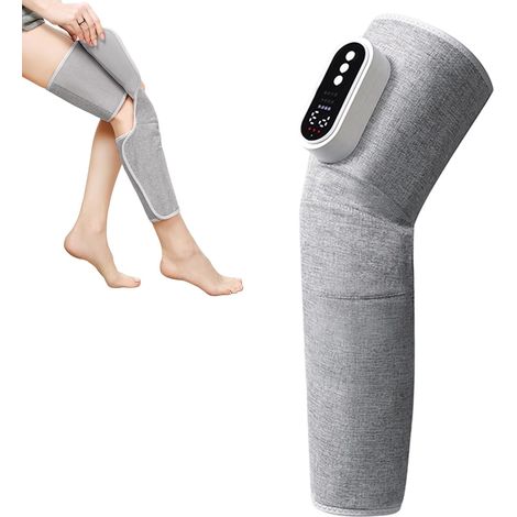 Masajeador de piernas, masajeador de piernas inalámbrico con presoterapia, 3 modos, intensidad, calentamiento de rodillas, masajeador con cojín de aire (1/4)