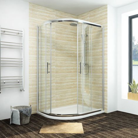 ELEGANT Left Quadrant Shower Cabin 1000 x 800 mm Framed Corner Bathroom Sliding Shower Door with Base Tray and Free Waste Trap (1/5)