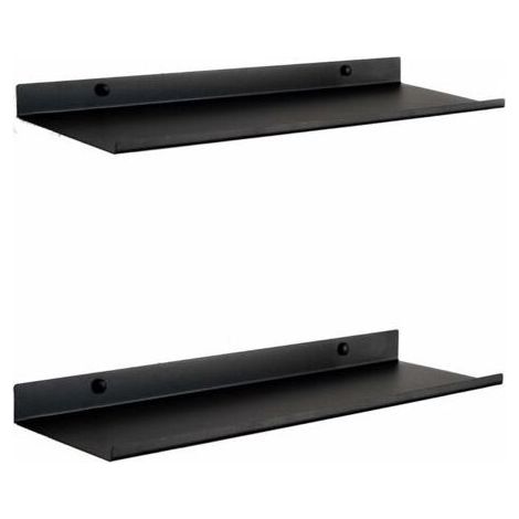 Etagere Murale Flottante Noire Set 2 Tablette Murale Metallique 50 cm, Fixation Invisible pour Livres, Objets, Deco Murale Etagere Salle de Bain, Salon, Cuisine, Chambre ou Etagere Bureau (1/4)