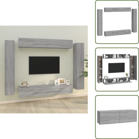 Ensemble de meubles TV 8 pcs Sonoma gris Bois d'ingénierie - Meuble Tv - Meuble Téléviseur - Étagère Murale - Rangement Tv - Design Moderne (1/5)