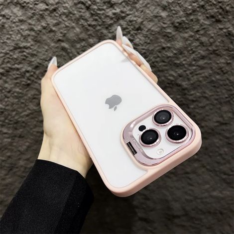 (iPhone 15 Plus, Rose) Coque pour iPhone avec protection transparente en verre pour l'appareil photo.