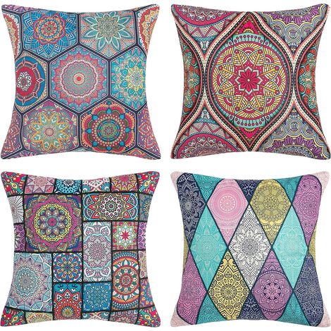 Coussin Canapé Housses de Coussin pour Canapé Chaise de Salon Décoratif Datura Moderne avec Fermeture Glissière Invisible Taie Oreiller Aspect Lin pour Coussin 45x45cm/18x18(4pcs) (1/5)