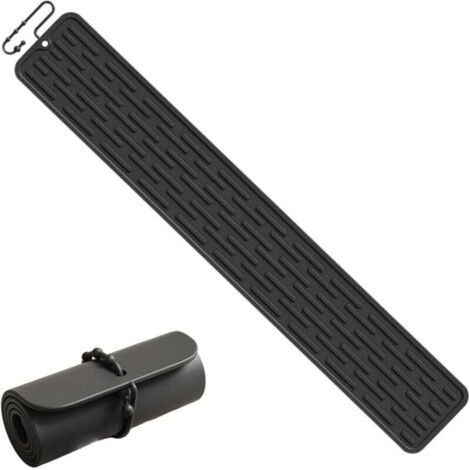 PA Tappetino scolapiatti stretto in silicone per bar, antiscivolo, protegge il lavello e il vassoio portapiatti, 55 x 8 cm, nero (1/4)