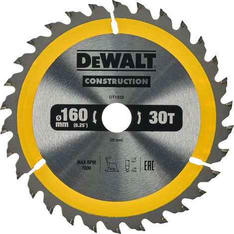 DEWALT DT1932-QZ Construction saw blade 160mm x 20mm x 30T