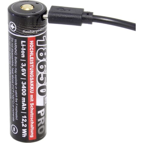 Kraftmax Pro USB Batterie USB-C 18650 Li-Ion Schwarz 3400mAh (1/2)