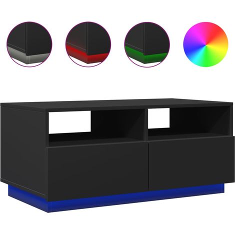 Table basse avec lumières LED noir 90x49x40 (1/5)