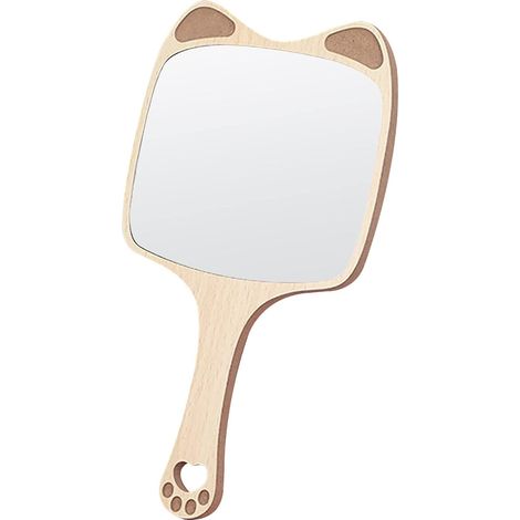 Miroir de poche portable en bois pour le maquillage et la coupe de cheveux quotidiens des femmes (1/5)