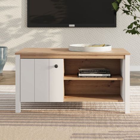 Couchtisch Rivod, mit Beinen, 3 Fächer, rechteckig, 101x55x53h cm, Eiche Nodi Braun (1/5)