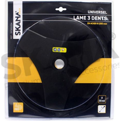 Cuchilla profesional de acero con 3 dientes huecos ø: 255 mm, diámetro interior: 25,4 mm, grosor: 1,6 mm para desbrozadoras a partir de