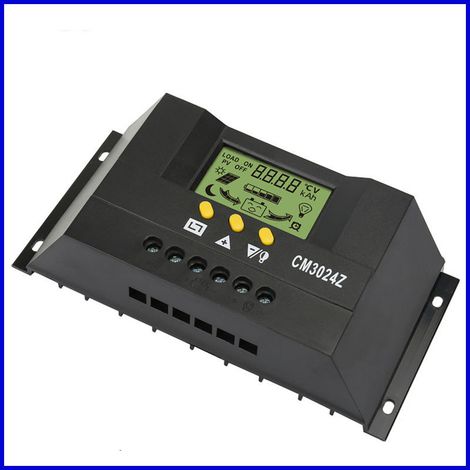 Contrôleur de charge solaire CM3024Z 30 A 12 V/24 V avec contrôle automatique de l'éclairage pour système photovoltaïque (1/2)