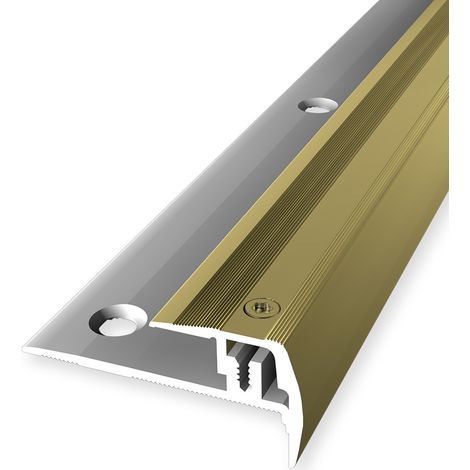 PROVISTON Treppenkantenprofil Metallprofil Breite: 23 mm Höhenausgleich: 7 - 16 mm Länge: 1000 mm Aluminiumprofil Gold 1 Stück (1/5)