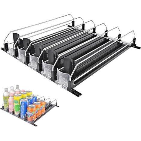 Organisateur de Réfrigérateur pour Canettes, Support de Canettes avec Poussoir Automatique Distributeur Automatique de Boissons Rang (1/4)