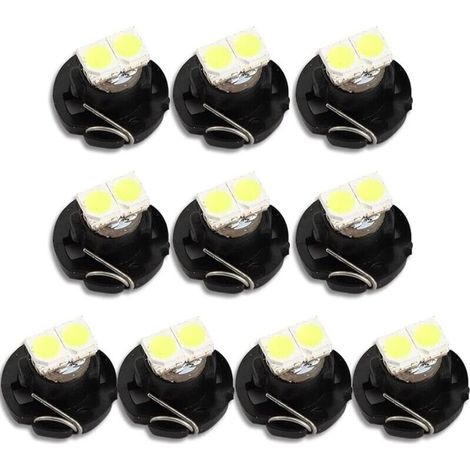 Paquete de 10 bombillas T4.2 de 2 LED, SMD 1210, 20 lm - extremadamente brillantes para salpicaderos de coche, luz blanca de 6500 K