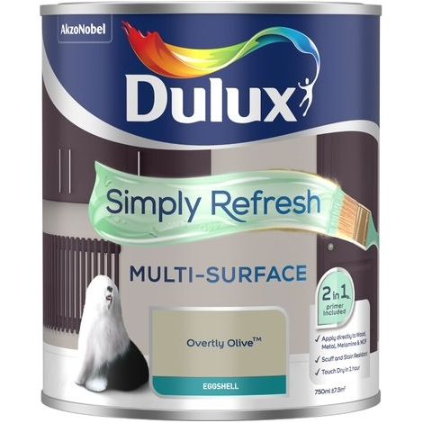 Dulux Simply Refresh Multi-Surface Eggshell Paint - Overtly Olive - 750ml