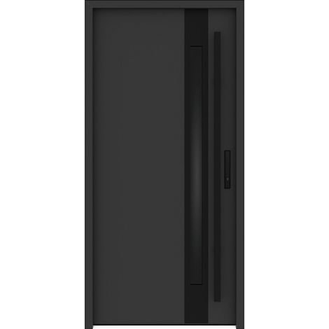 Porta d'ingresso apertura a sinistra in acciaio pieno e inox H207 x L100 cm spessore 68mm vetro fumé antracite e nero - CALOSA (1/4)