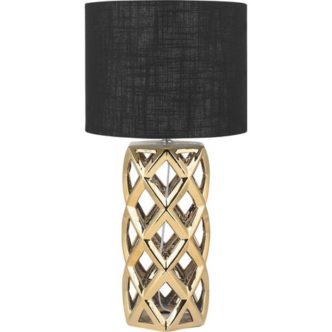 Lampada da tavolo nero e oro abat jour ceramica 71 cm Selja (1/5)