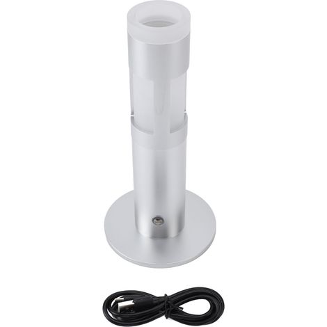 Lampe de table vase, rechargeable par USB, sans fil, à intensité variable, avec lampe LED tactile pour chambre ou salon, couleur argent. (1/5)