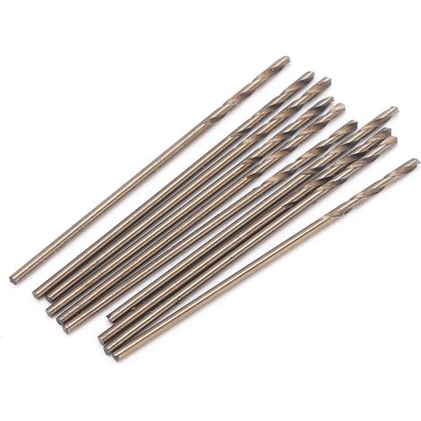 Jeu de 10 forets hélicoïdaux à queue droite en acier rapide pour perceuse d'établi, 1,5 mm (1/5)