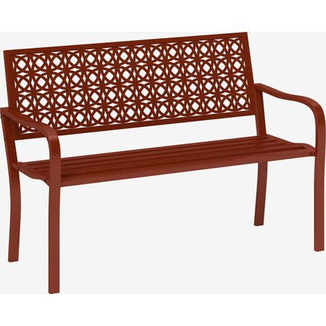 Banco de jardín rojo de acero para 2 personas con respaldo y reposabrazos 127 x 63 x 85 cm (1/5)