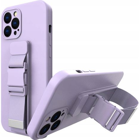 Custodia in gel con cordino, borsa a catena, cordino per iPhone 12 Pro Max viola (1/5)