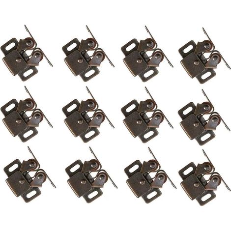 GROOFOO Lot de 12 Loqueteau d'Armoire à Double Rouleaux Fermetures Loquets pour Portes Laiton Poli Fermoire pour Portes Ferme-Portes pour Portes Placards Tiroirs Armoire - Bronzé (1/5)