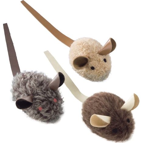 Nobby Katzenspielzeug Plüschmaus mit Lederschwanz 6 cm - 3 Stk. Mäuse & Fellspielzeug (1/2)
