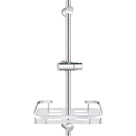 Barre coulissante avec plateau de support de douche à main réglable, curseur en acier inoxydable 304, finition brossée pour salle de bain (finition brillante) (1/5)