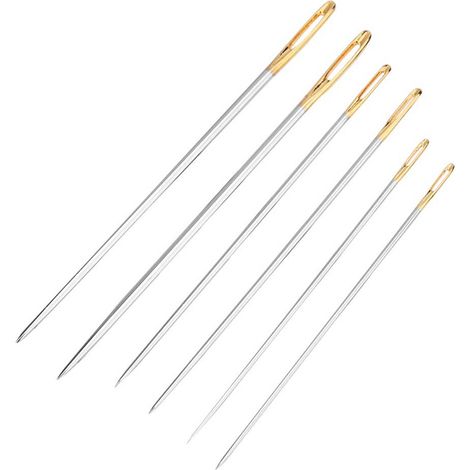 Kit de 6 aiguilles à coudre manuelle pour couture et réparation de vêtements, tricot (1/2)