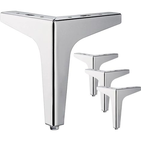 Lot de 4 pieds de meubles en métal argenté de 15 cm, pieds de table triangle DIY, convient pour armoire, canapé, table basse, meuble TV et autres pieds de meubles. (1/5)