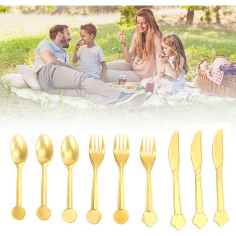 Ensemble de 18 Pièces Couverts Dorés pour Fête Mariage Anniversaire Décoration Enfant DIY (1/5)