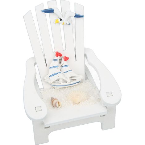 Exquisit gestaltete, dekorative Mini-Strandstühle mit maritimen Motiven und Segelboot-Arrangements, geeignet für Zuhause, Büro oder Badezimmer. (1/5)