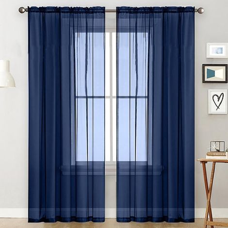 Transparente Gardinen, Gardinen mit Stangendurchzug für Wohnzimmer und Schlafzimmer, halbtransparente Voile-Gardinen, weiß