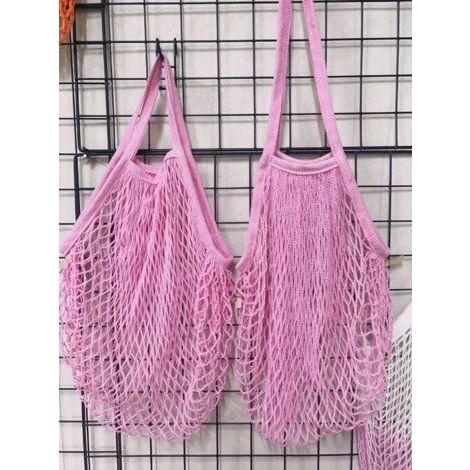 Lot de 2 sacs à provisions en filet rose vif