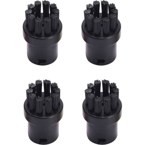 Lote de 4 cepillos redondos de recambio para limpiadores a vapor Karcher SC1, SC2, SC3, SC4, SC5 y SC7 (negro) (1/4)