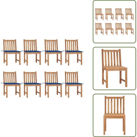 Gartenstühle 8 Stk. mit Kissen Massivholz Teak - Teakholzmöbel - Gartenstühle - Outdoormöbel - Esszimmerstühle - Balkonmöbel (1/5)