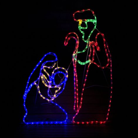 1m Premier Nativity Scene Multicoloured LED Rope Light Silhouette Outdoor Christmas Decoration (1/3)