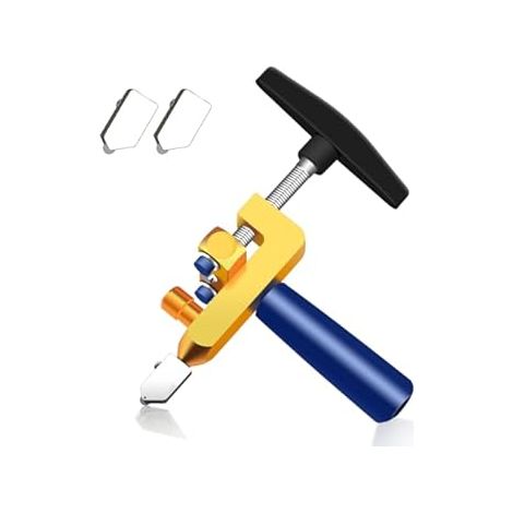 Cortador de Azulejos y Vidrio 2 en 1, Herramienta Manual Portátil para Cerámica, Azulejos Esmaltados, Espejo y Vidrio (Azul) (1/4)
