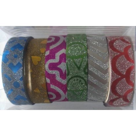 Nastro decorativo con motivi glitterati 10 mm x 4 m, 6 pezzi