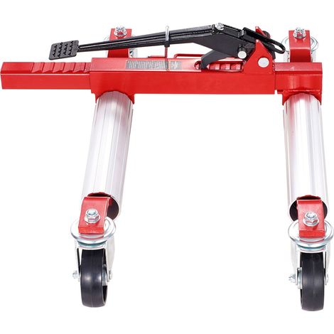 Chariot de Roue, Capacité Max 1500 lbs, avec Roues Pivotantes 360°, Cric à Crémaillère pour Positionnement de Véhicule, Réparation et Déplacement Auto. (1/5)