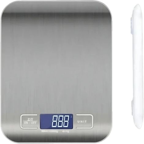 Balanza de cocina digital de alta precisión, pantalla LED, blanca, 10 kg 1 g (1/2)