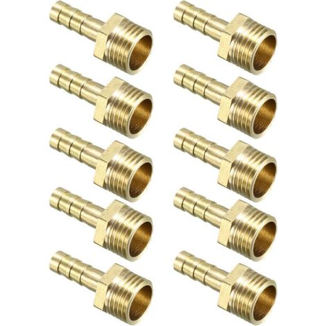 10 Stück Messing-Schlauchtülle, 6 mm Widerhaken x 1/4 PT-Stecker, Adapter-Anschluss