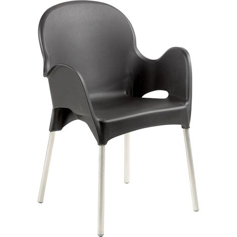 Vashti Gartenstuhl, stapelbar, Made in Italy, Armlehnen, Anthrazit Schwarz