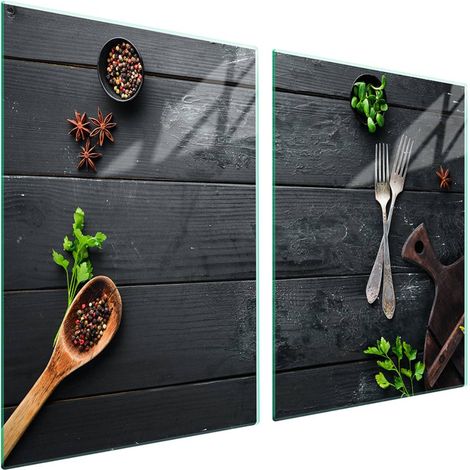 Plaque de protection en verre pour poêle 2x45x52 Bois (1/5)